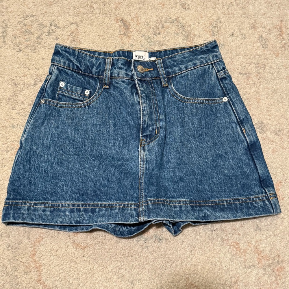 Princess Polly Gazelle Denim Skort Mid Wash